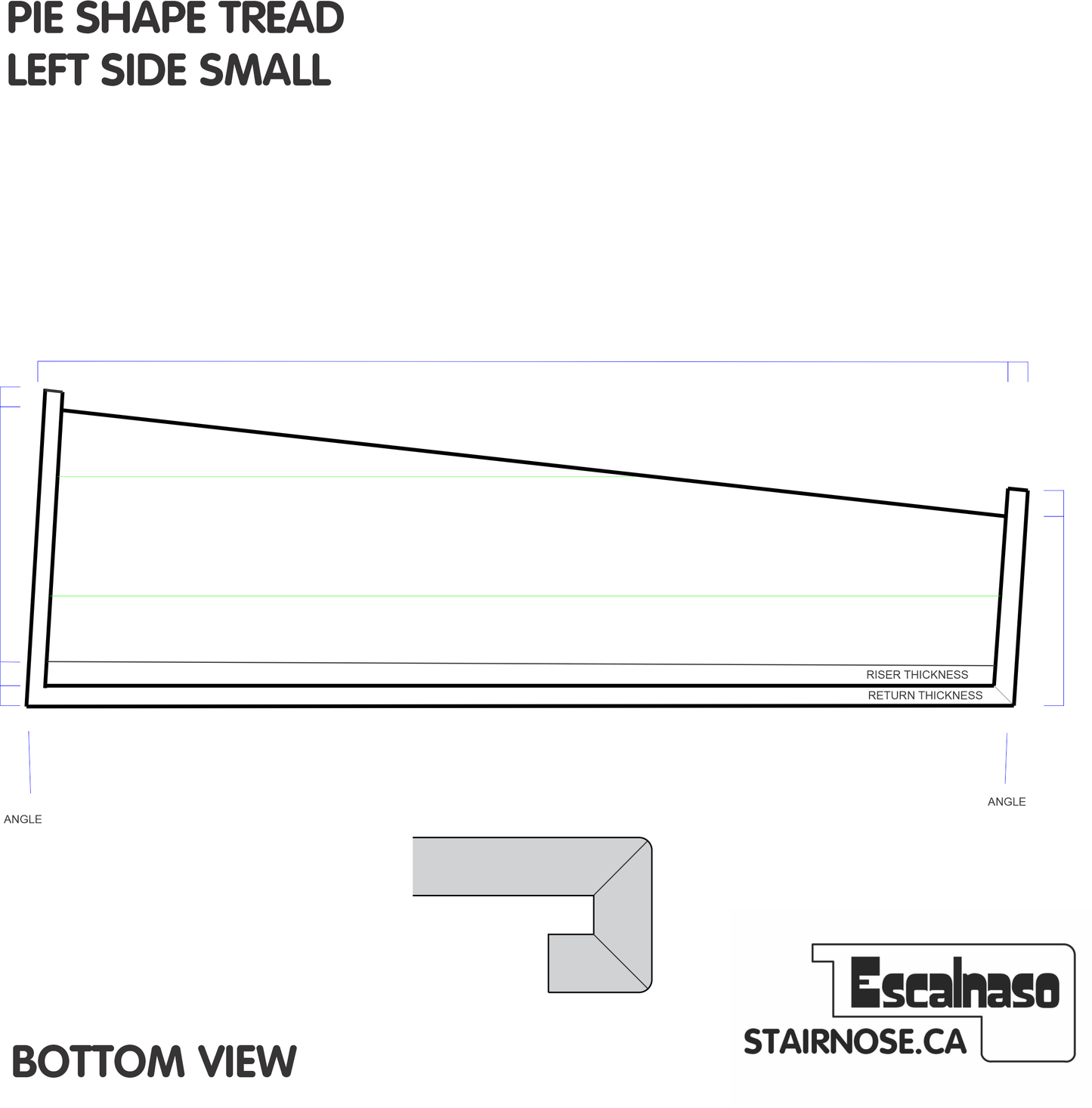 (10220) PIE SHAPE TREAD ADD CAP BOTH SIDES SMALL LEFT ENGINEERED
