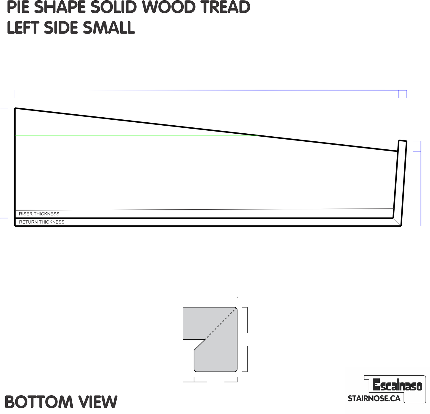 (13683) ESTATE PIE SHAPE TREAD ADD CAP SMALL LEFT SOLID