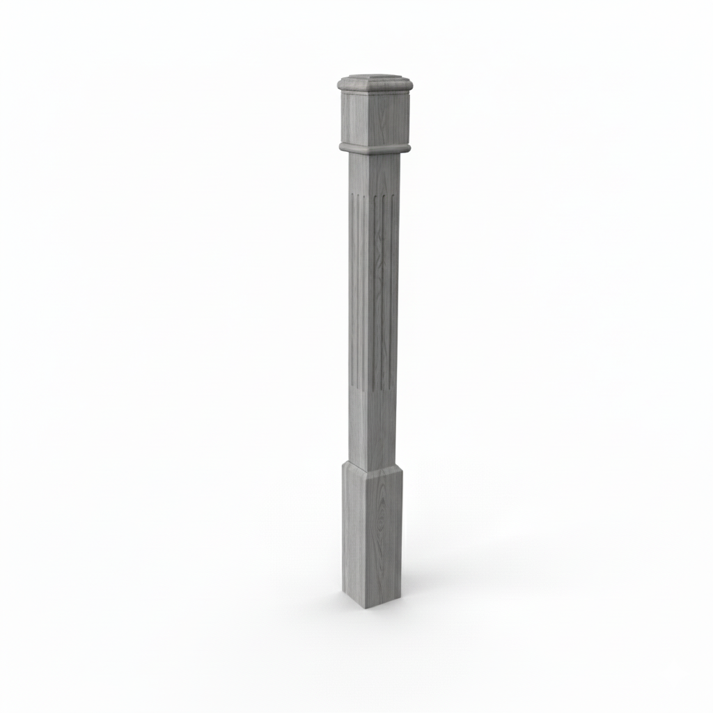 (18146) SMALL ENGRAVED POST WITH CAP BASE HEADER AND TOP TRIM