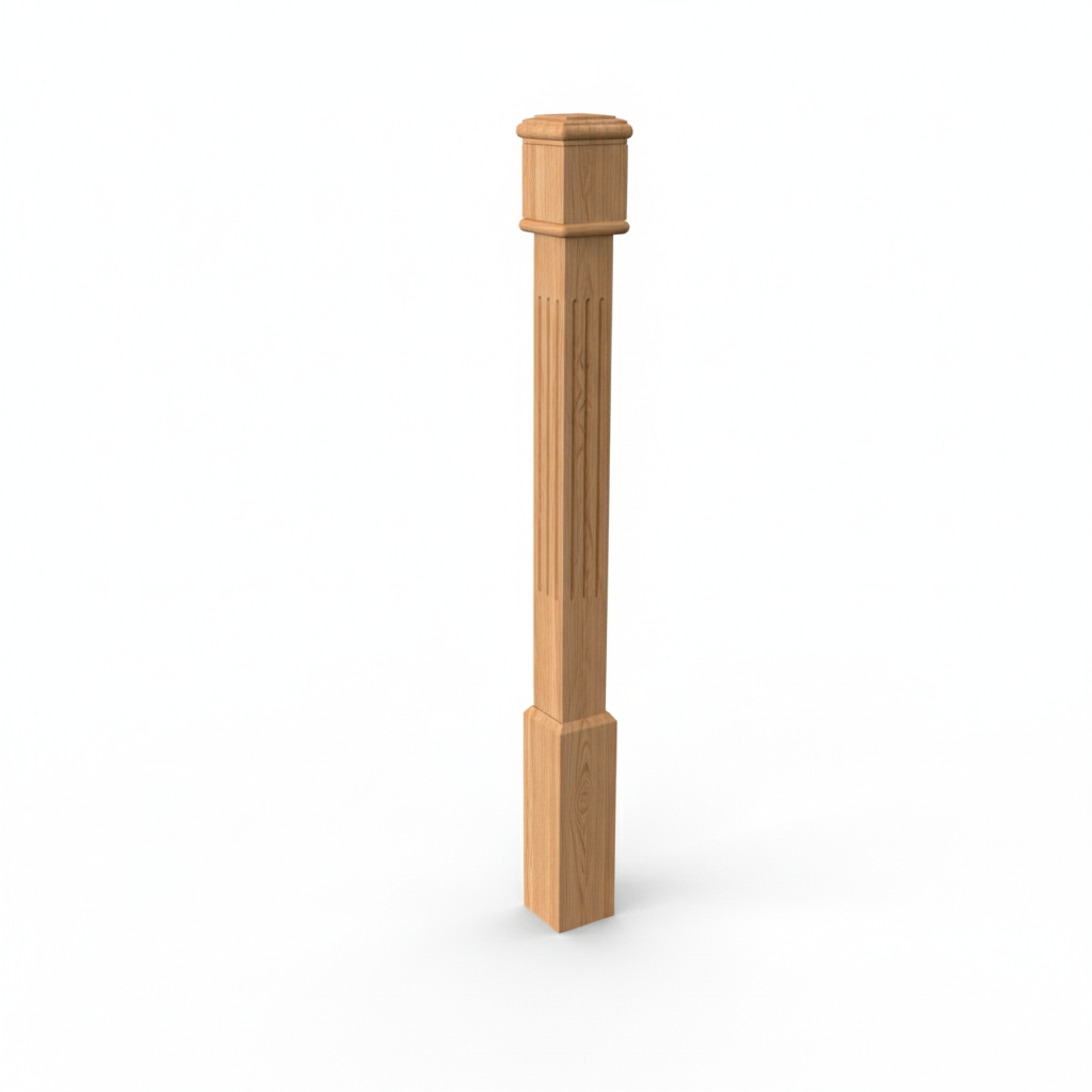 (18146) SMALL ENGRAVED POST WITH CAP BASE HEADER AND TOP TRIM