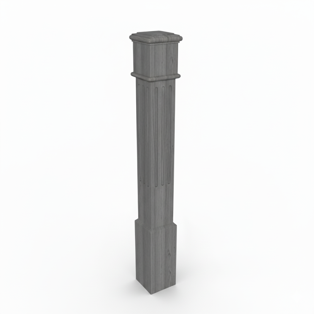 (18147) LARGE ENGRAVED POST WITH CAP BASE HEADER AND TOP TRIM