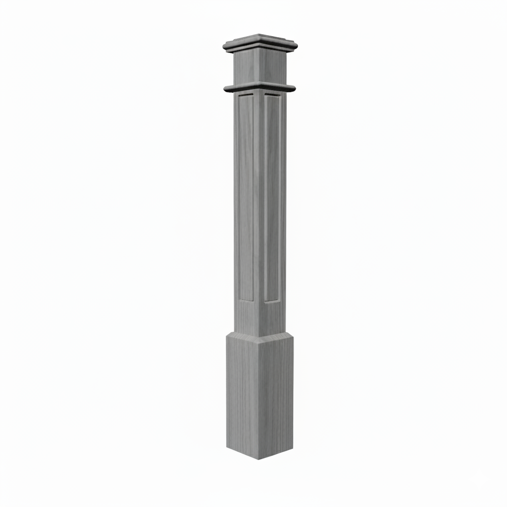 (18155) LARGE ROUTER POST WITH CAP BASE AND TOP TRIM