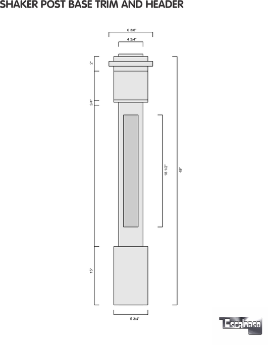 (18167) POSTE GRANDE ESTILO SHAKER CON BASE DE TAPA, MOLDURA SUPERIOR Y CABECERO