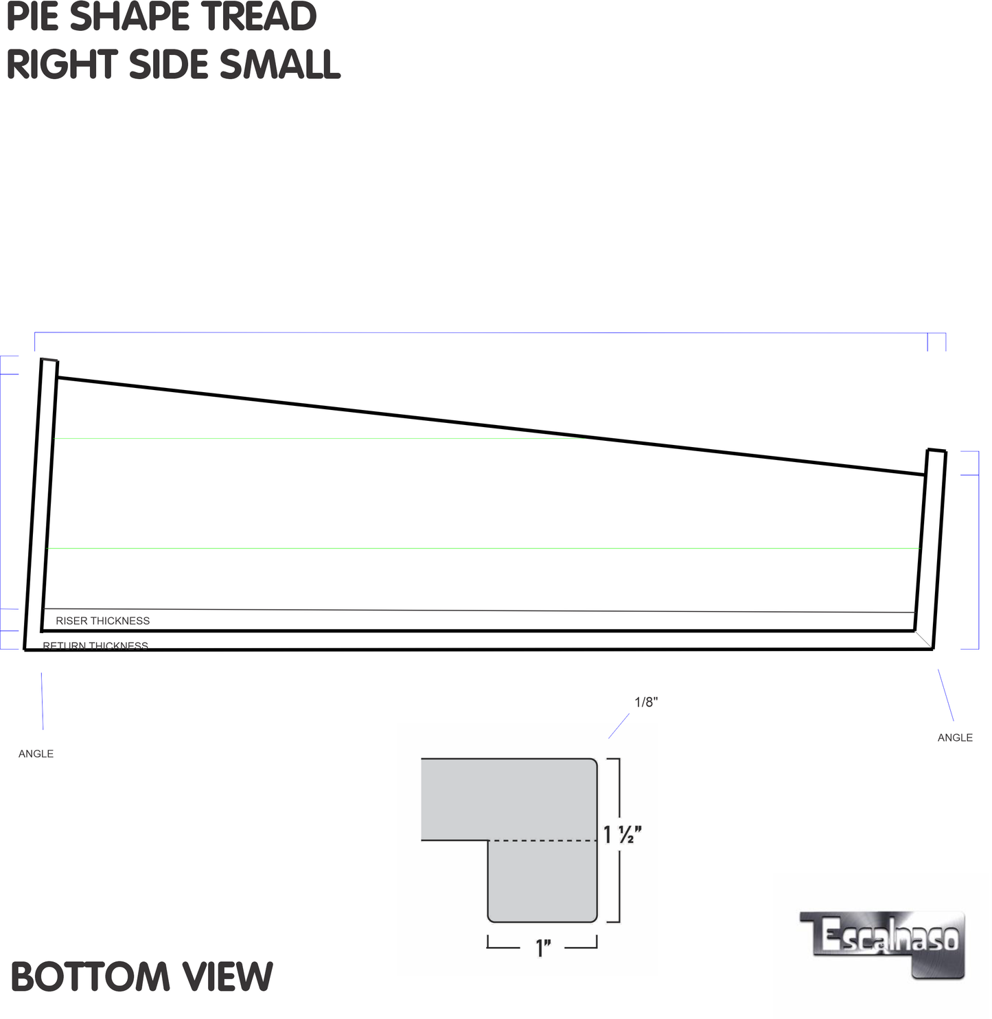 (13653) PIE SHAPE TREAD ADD CAP BOTH SIDES LEFT SIDE SMALL