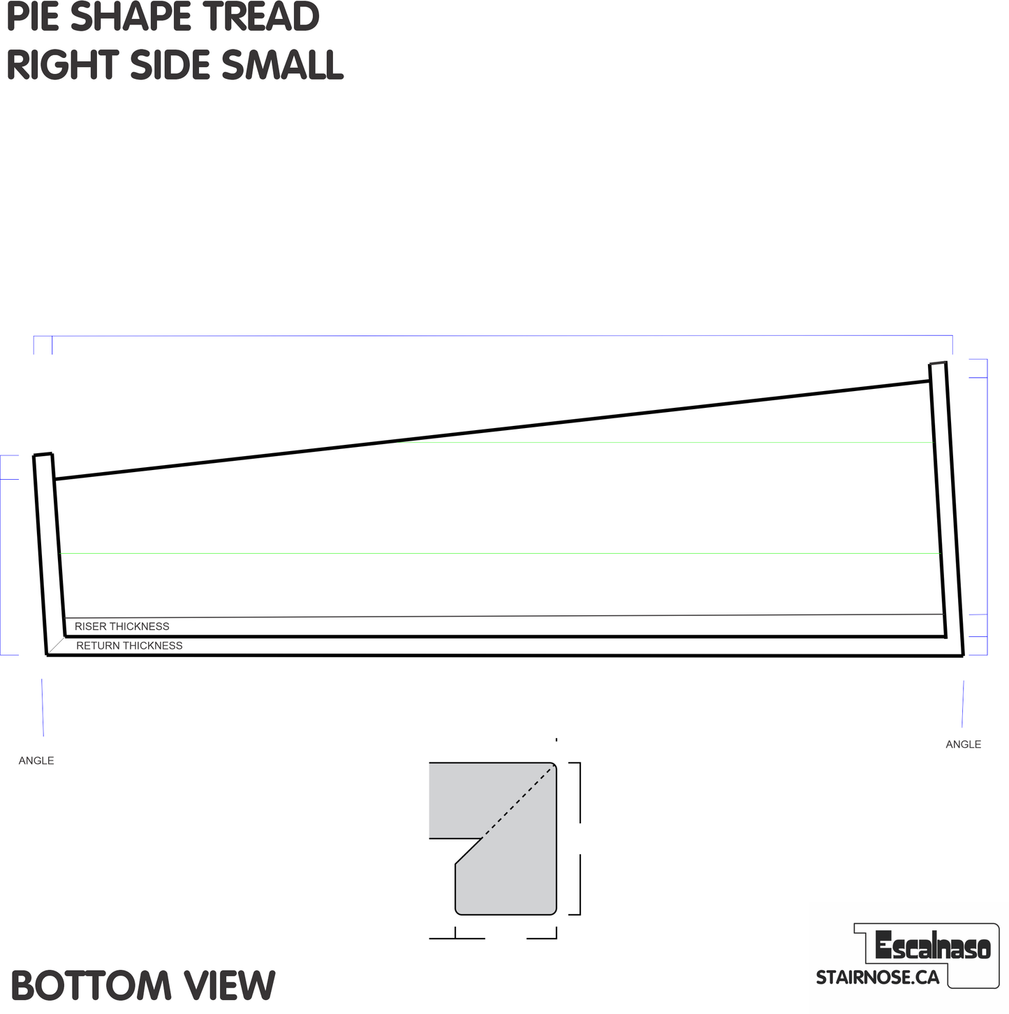 (13686) ESTATE PIE SHAPE TREAD ADD CAP BOTH SIDES RIGHT SIDE SMALL