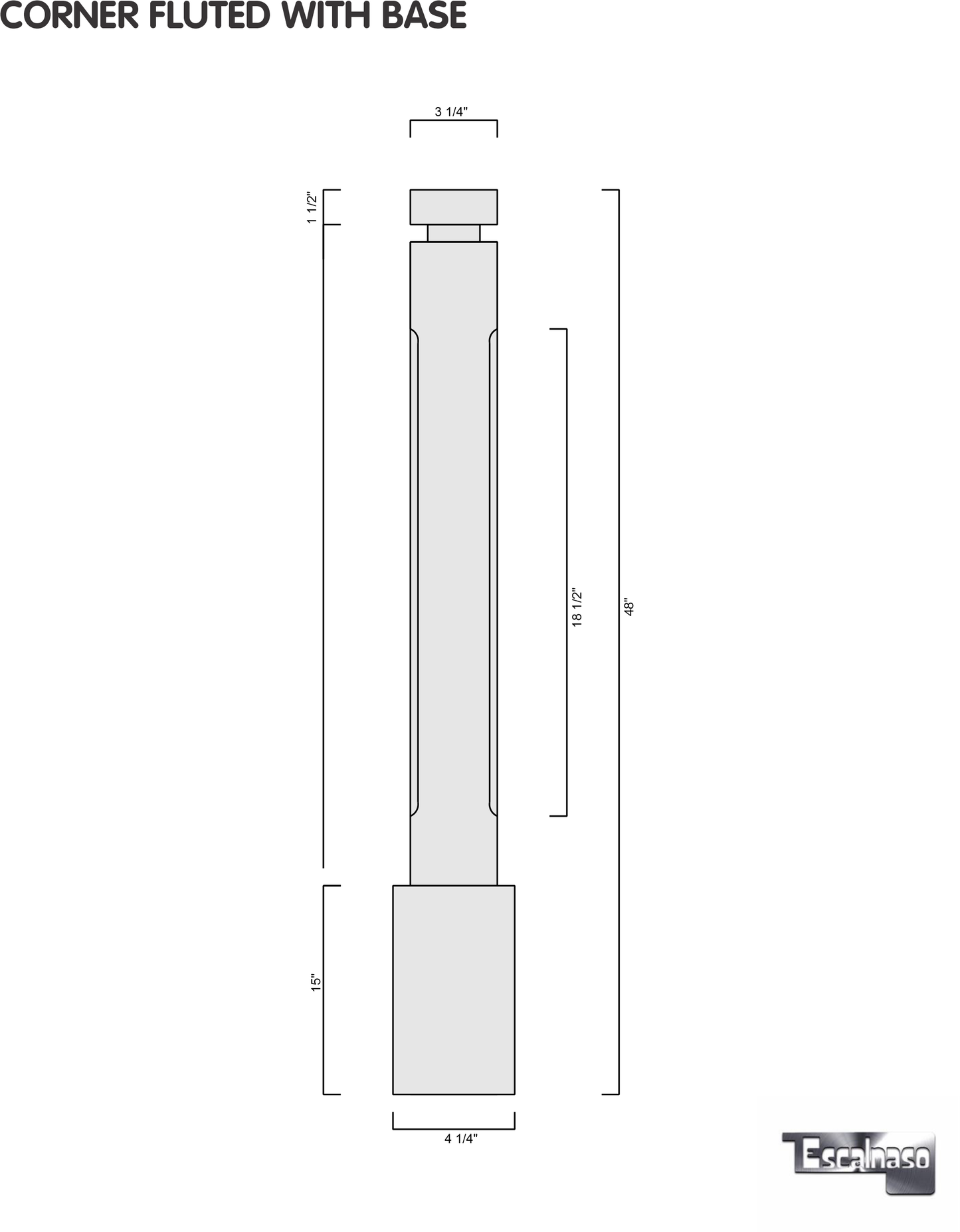 (18132) SMALL CORNER FLUTED POST WITH BASE