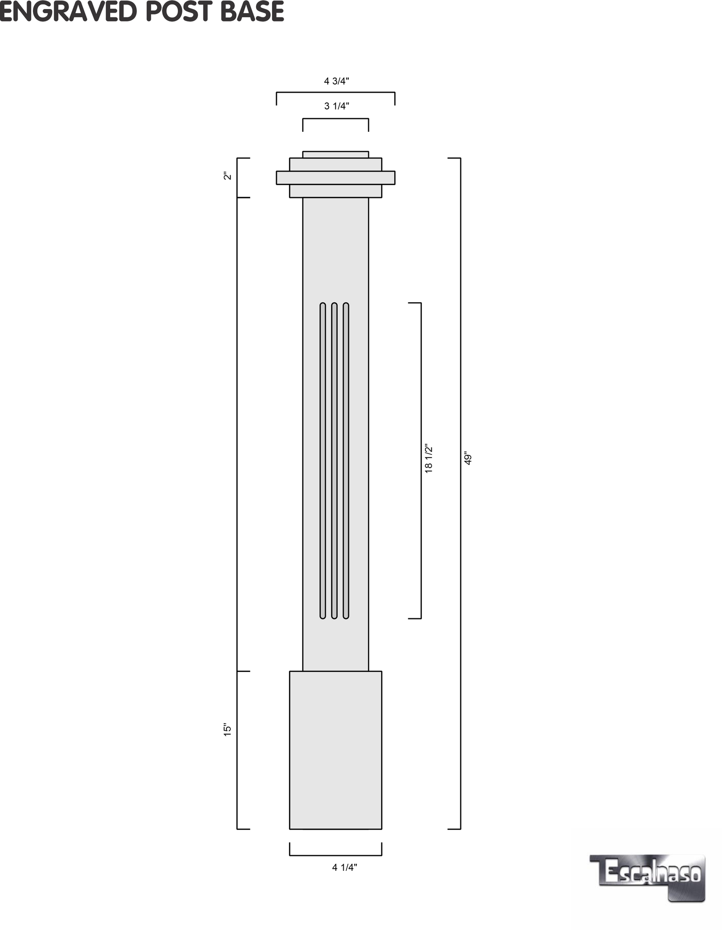 (18142) SMALL ENGRAVED POST WITH CAP AND BASE