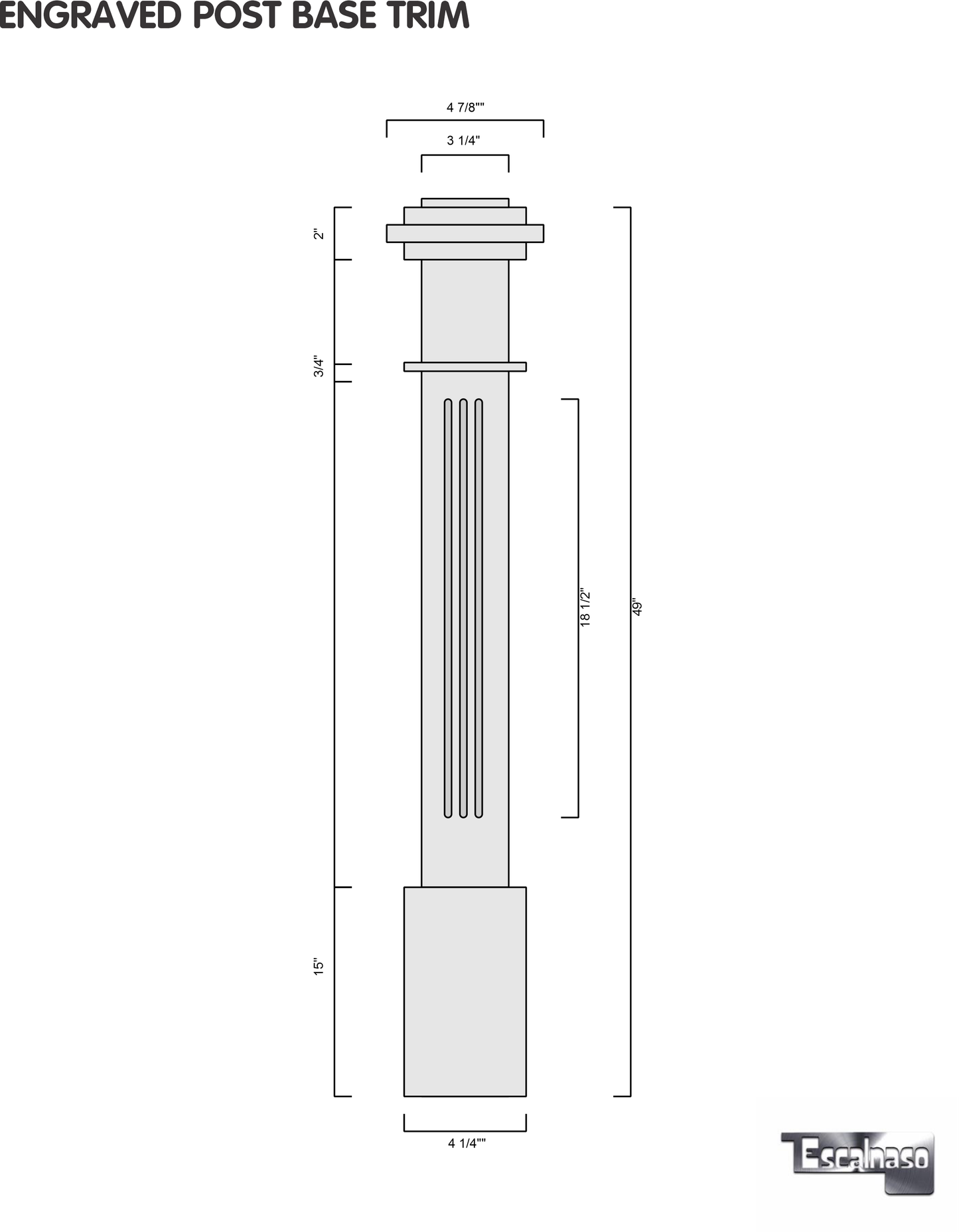 (18144) SMALL ENGRAVED POST WITH CAP BASE AND TOP TRIM