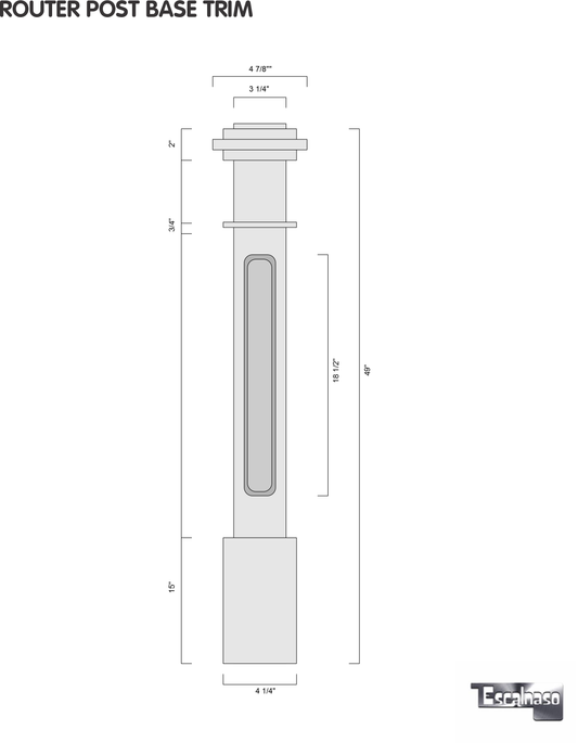 (18154) SMALL ROUTER POST WITH CAP BASE AND TOP TRIM