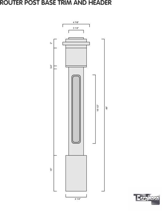 (18156) SMALL ROUTER POST WITH CAP BASE TOP TRIM AND HEADER