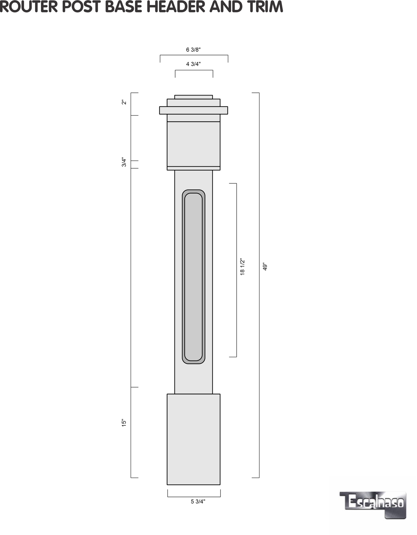 (18157) LARGE ROUTER POST WITH CAP BASE TOP TRIM AND HEADER