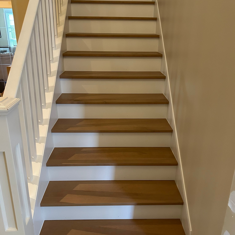 WE CREATED A STAINED NOSING TO GO WITH THE ENGINEERED FLOORING
ALSO ON THIS JOB WE MEASURED AND DESIGN THE MDF SIDE SKIRTING

INSTALLED BY WOODPECKER FLOORING