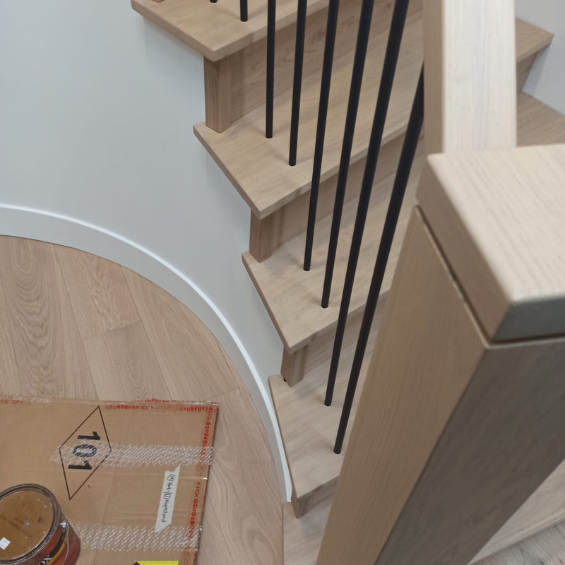 CUSTOM SOLID WOOD SPIRAL STAIR CASE.
VERY DIFFICULT JOB AS EACH TREAD WAS A CUSTOM SHAPE
INSTALLED BY DIVINE FLOORS