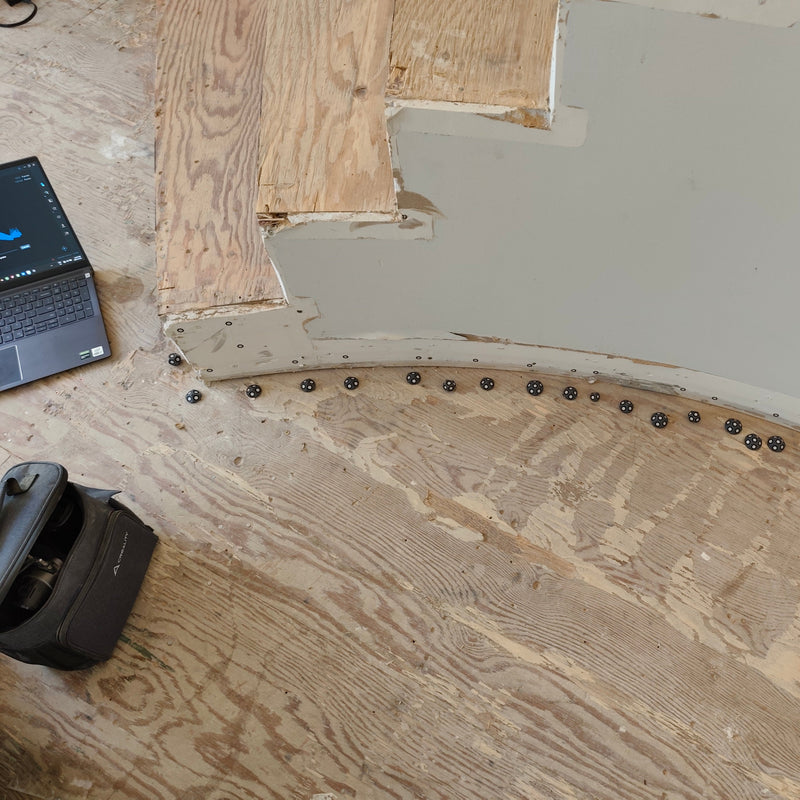 SCANNING OF A CURVED WALL.  CLIENTS WANTS A CURVED FLOORING PIECE TO FOLLOW THE CURVATURE OF THE WALL.  TO BE INSTALLED BY NUFLOORS MAPLE RIDGE